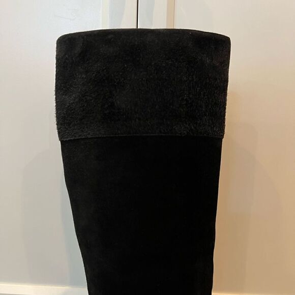 Robert Clergerie Black Boots Chunky Heel Suede Patent Leather Platform 6.5 - Picture 6 of 14